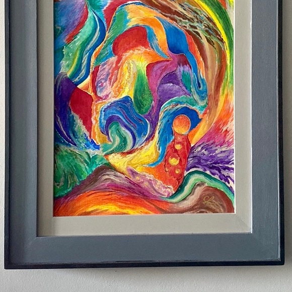 Original Acrylic Painting w/Gold Pen Called
"Meditation" 🎉 NWOT 🎉 - Picture 4 of 7